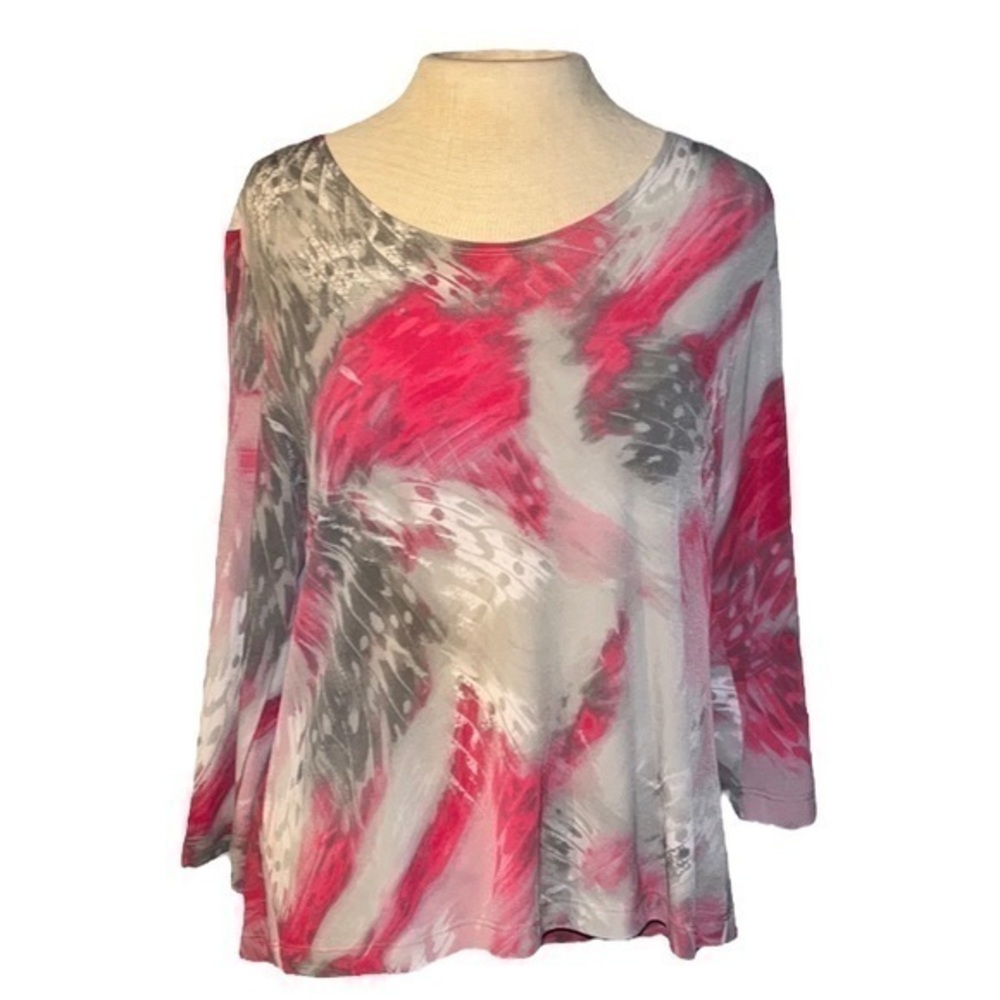 Easy Wear by Chicos blouse abstract print, 1/4 length sleeves, size 1